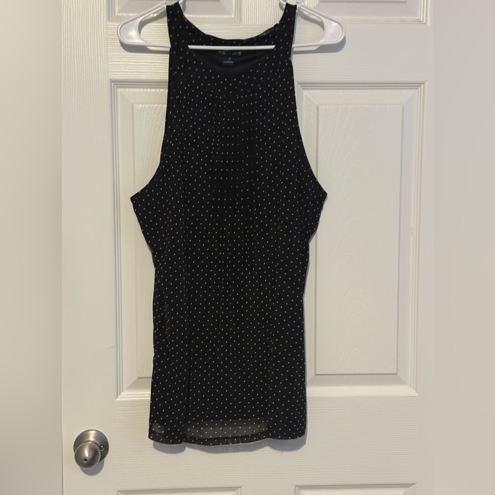 A Love Story Womens Polka dot black Career Sleeveless Layered Tank Size 3x Shirt